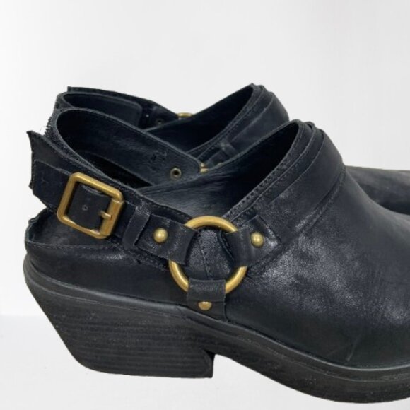 Jeffrey Campbell Rockaways Leather Slingback Square Toe Mules 9 Black Worn Once - Picture 7 of 10